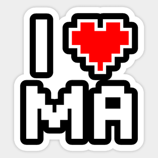 I Love MA - Pixel heart for Massachussetts gamer Sticker